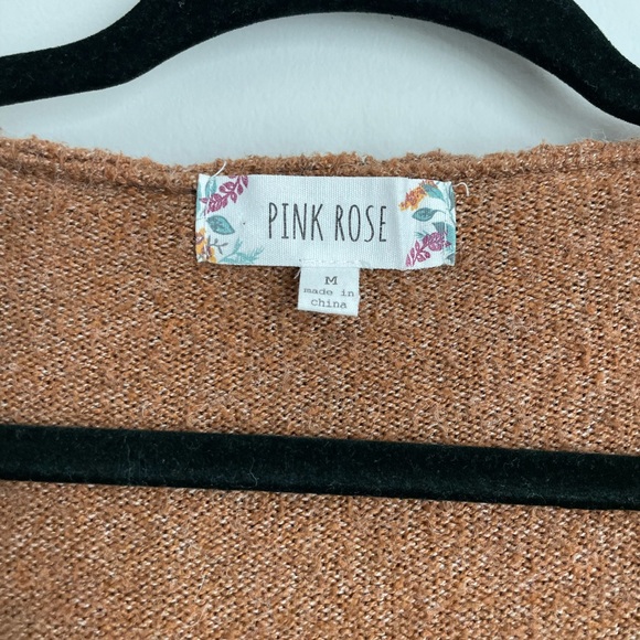 Pink Rose burnt orange long cardigan slouchy hood. Size Medium, 2 deep pockets - Picture 3 of 6